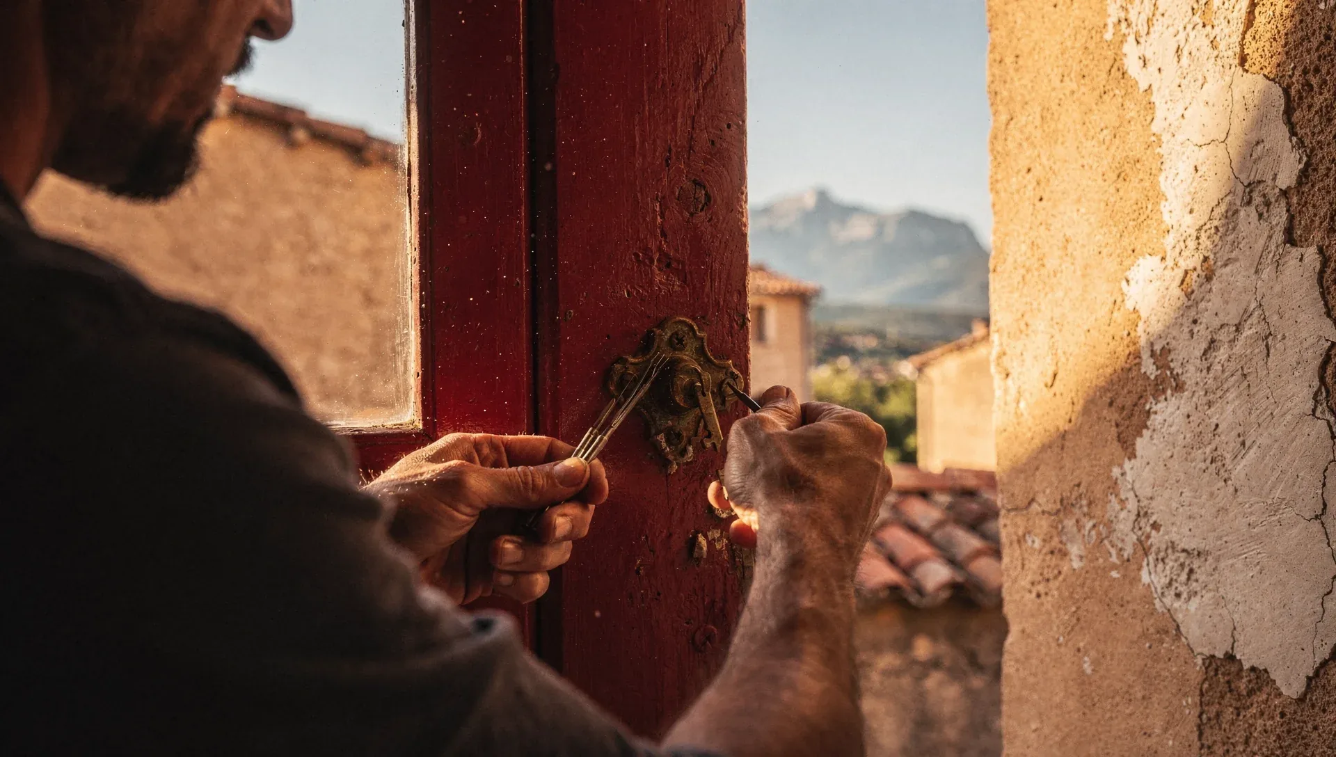 Artisan serrurier au travail sur une serrure à Saint-Estève
