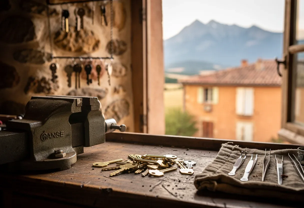 L'établi de l'atelier du serrurier de Saint-Estève